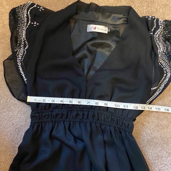 5th Culture Black Dress Beaded Sleeves - Picture 6 of 9